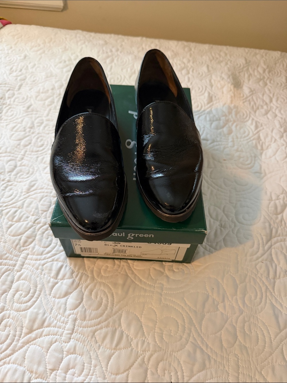 Paul Green black crinkled leather shoes